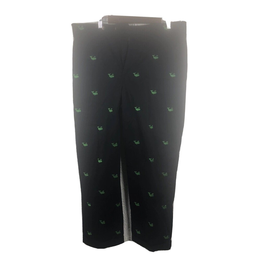 Vintage Navy Blue w/Green Embroidered Whales Golf Pants Trousers Men's 38
